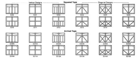 CHI Carriage House Garage Door Model 5300 Series Panel Designs